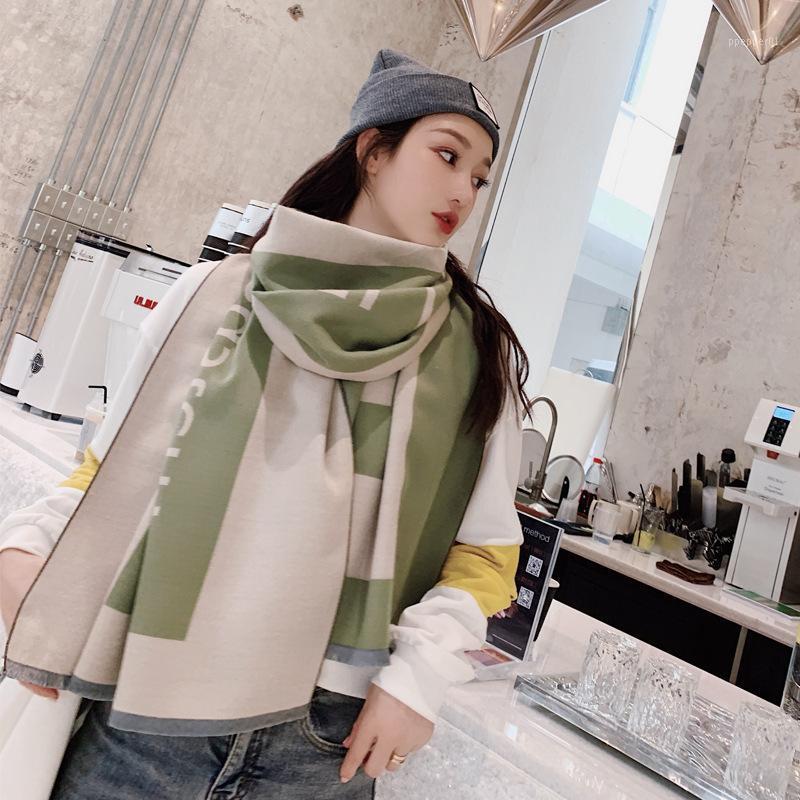 Scarves Scarf Women Autumn Winter Double Sided Cashmere Women&#039;s Warm Shawl Echarpe Femme Hiver Luxe
