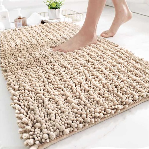 Soft Comfortable Home Bath Mat Bathroom Water Absorption Rug Shower Anti-slip Chenille Carpet Entrance Dirt Barrier Cushion 211130