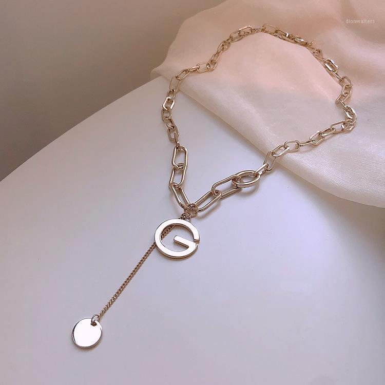 Chains 6Pcs Stainless Steel Golden Necklace Ring Opal Pendants Letter G Choker Rings For Women Men Body Jewelry Gift Korean