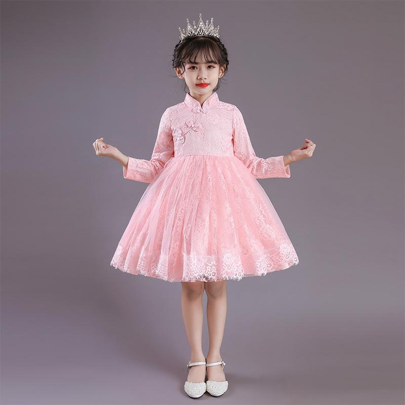 Girl&#039;s Dresses Chinese Style Long Sleeve Pettiskirt For Girls Children Princess Dress Girl Clothes 4 To 13 Years