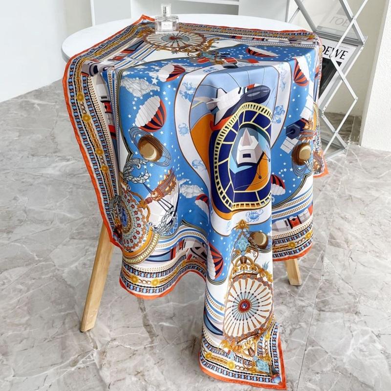 Scarves Air Ballon Print 100% Silk Scarf Shawl Foulard Women Ladies Spring Fashion Neckerchief Necktie Head 35&quot;x35&quot;