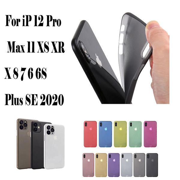 0.3mm Ultra Slim Candy Cell Phone Cases Matte Frosted Transparent Clear Flexible Soft PP Cover Case For iPhone 12 Pro Max mini 11 XS XR X 8