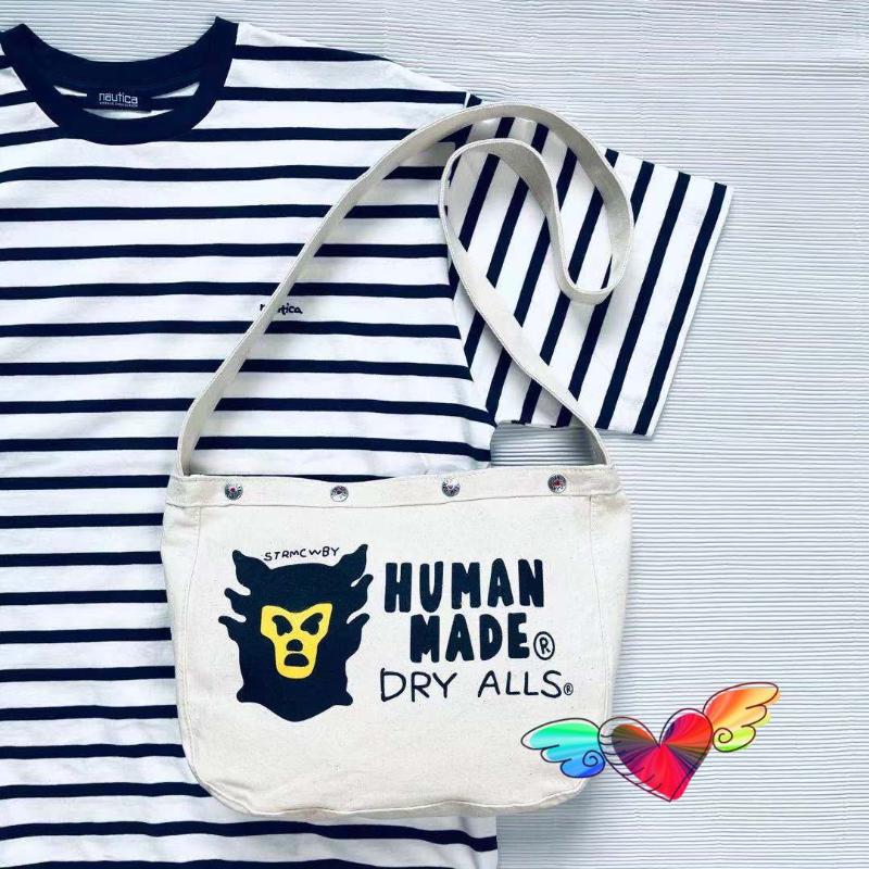Backpack Vintage White HUMAN MADE Bag Men Women High Quality Monkey Print Backpacks Hasp Canvas