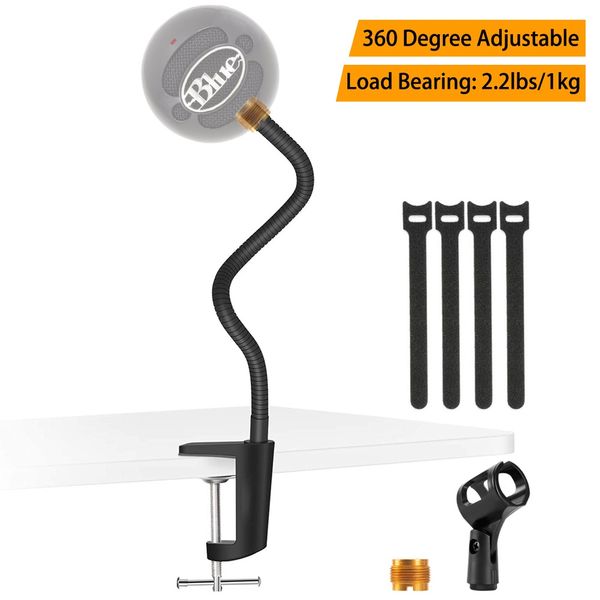 Microphone Stand Adjustable Universal Gooseneck Desktop Mic Stand For Blue Yeti Snowball Heavy Duty Bracket Holder