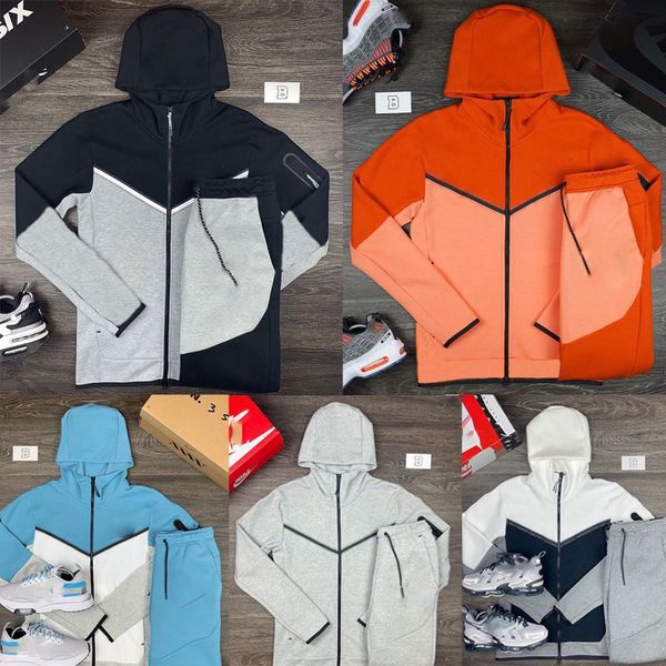 Men&#039;s Sports Set Custom Logo Winter Autumn Long Sleeve Hooded Hoodies+Pants Patchwork Two Pieces Sets