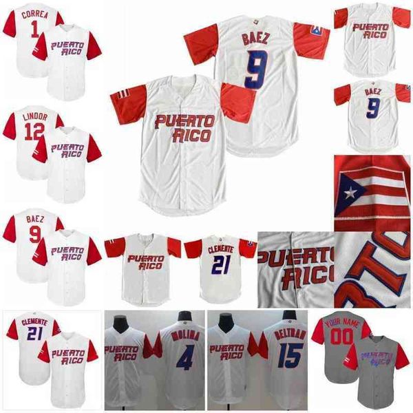 Youth Ladies Puerto Rico Baseball Jersey 21 Roberto Clemente 9 Javier Baez 1 Carlos Correa 4 Adil Molina 15 Belt World Classic Jerseys