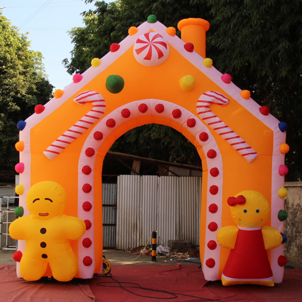 Clearance Illuminated Inflatable Christmas Candy House- Lighting Xmas Decorative Archway For Advertising holiday decorations