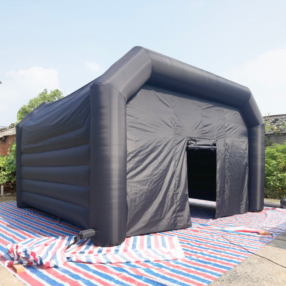 Square Black Inflatable Nightclub Tent Giant Poratable VIP Party Cube Night Club Bar With Blower 6.4x6.4m