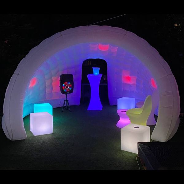 Commercial Mobile 4m LED Inflatable Half Dome Tent InflatableS Luna Tents Temporary Cocktail Bar For Party Show