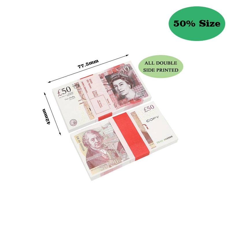 Funny Toy Paper Printed Money Toys Uk Pounds GBP British 10 20 50 commemorative For Kids Christmas Gifts or Video Film