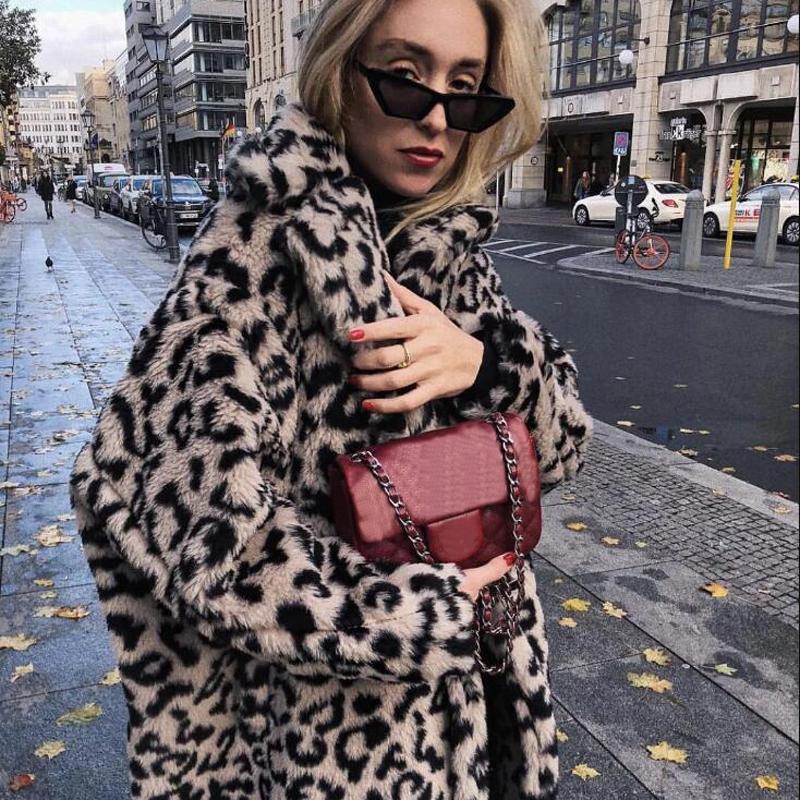 Women&#039;s Fur & Faux Luxury Fashion Leopard Long Jackets Coats Women 2022 Winter Thick Warm Outerwear Brand Coat Female