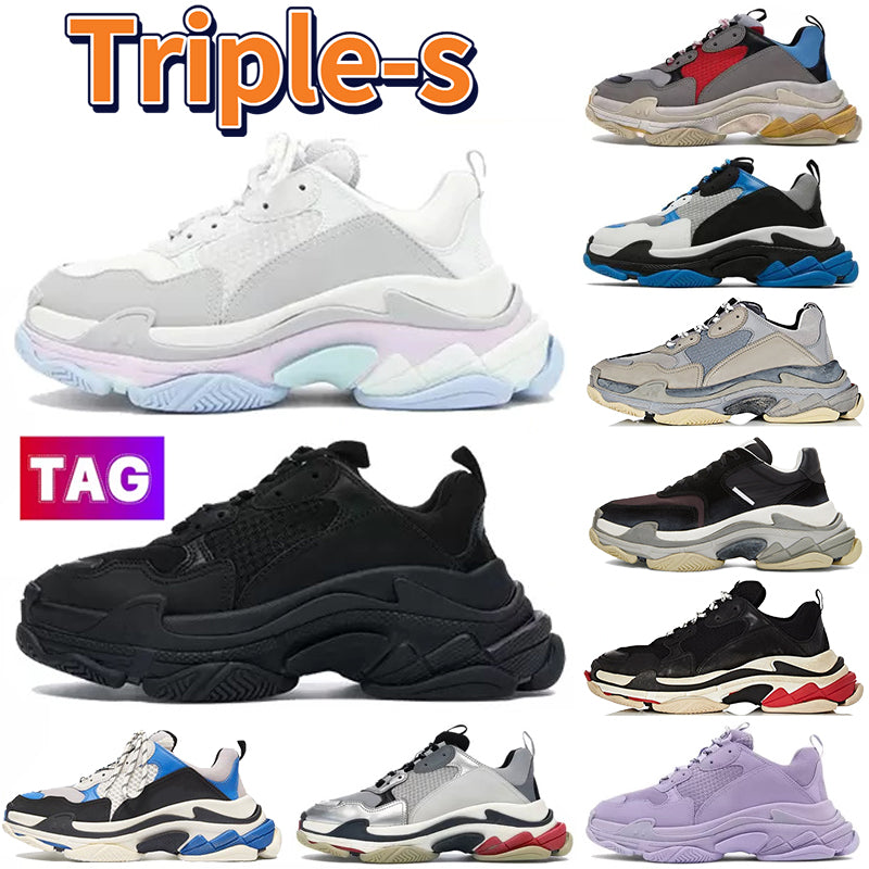 2023 Fashion Triple s Casual Shoes platform Triple-s Light Blue Candy grey red black Orange White Burgundy Mens Sneakers multi-color purple yellow w