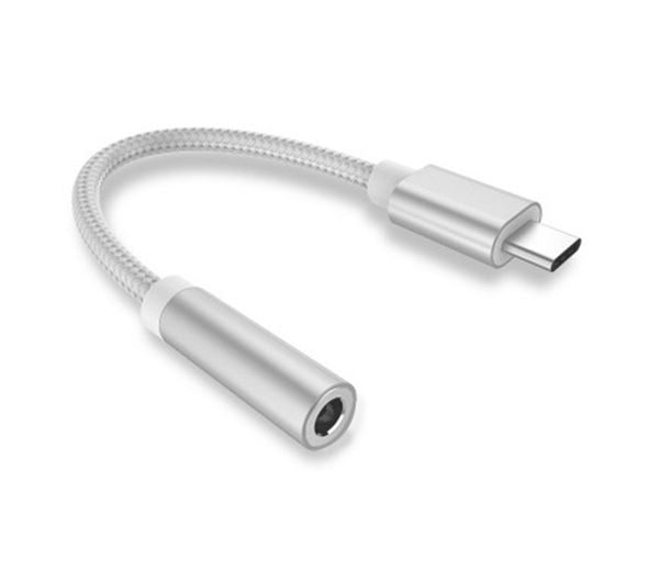 100pcs Type-C 3.5mm Earphone cable Adapter usb 3.1 Type C USB-C male to 3.5 AUX audio female Jack For Xiaomi 6 Mi6 Letv pro 2 max2