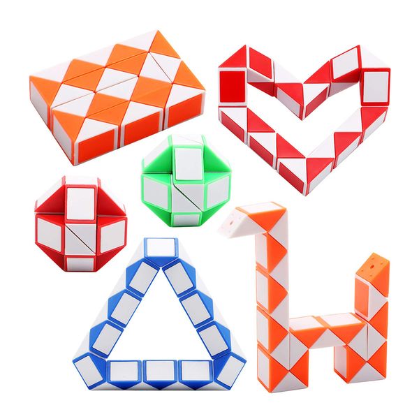 Snake Cube Twist Folding Puzzle Fidget Toy 24 Blocks Magic Ruler Anti Stress Reliever Brain Teaser Educational Games Xmas Games for Kids Adu