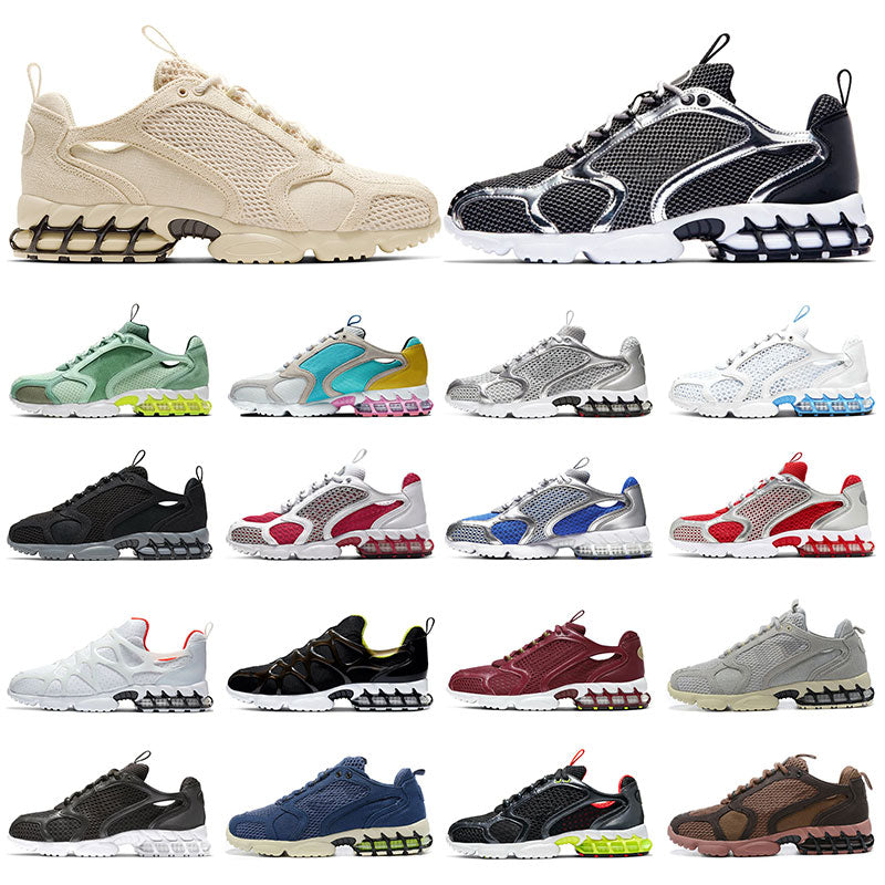 Mens Sneakers Zoom Spiridon Caged 2 Running Shoes FOSSIL Pistachio Grey Lemon Venom Metallic Silver Pure Platinum Womens Outdoor Sports