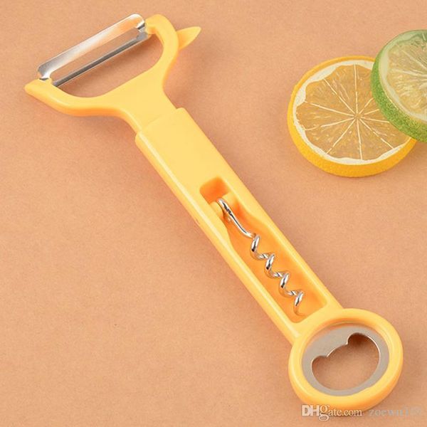 Best Selling Kitchen PP Handle Fruit Vegetable Paring Knife Multi-function Stainless Steel Plane Peeler Red Wine Beer Bottle Opener WDH0096