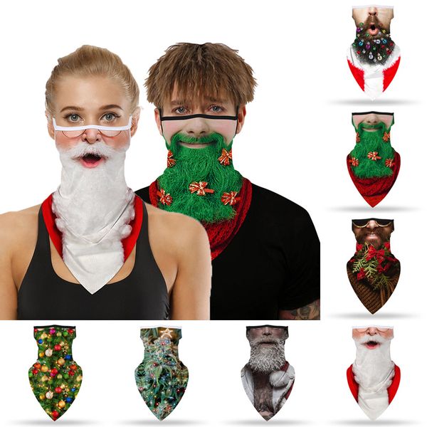 Christmas Face Scarf Santa Claus Print Seamless Earhook Sports Scarf Neck Tube Face Hiking Scarves Riding Face Cover