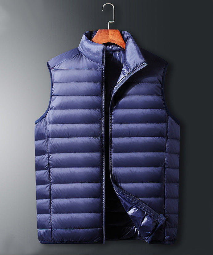 Men Winter Down Vests Casual Pure 4 Colors Pocket Zipper Mens Coats 2020FW Outerwear Women Clothing Stand Collar Autumn Thin