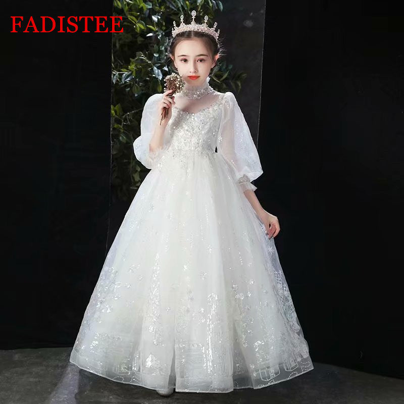 FADISTEE white floor-length lace Pretty Flower Girl Dresses vestidos lace Baby Girl Infant Dress Kids Formal Wear girls dress