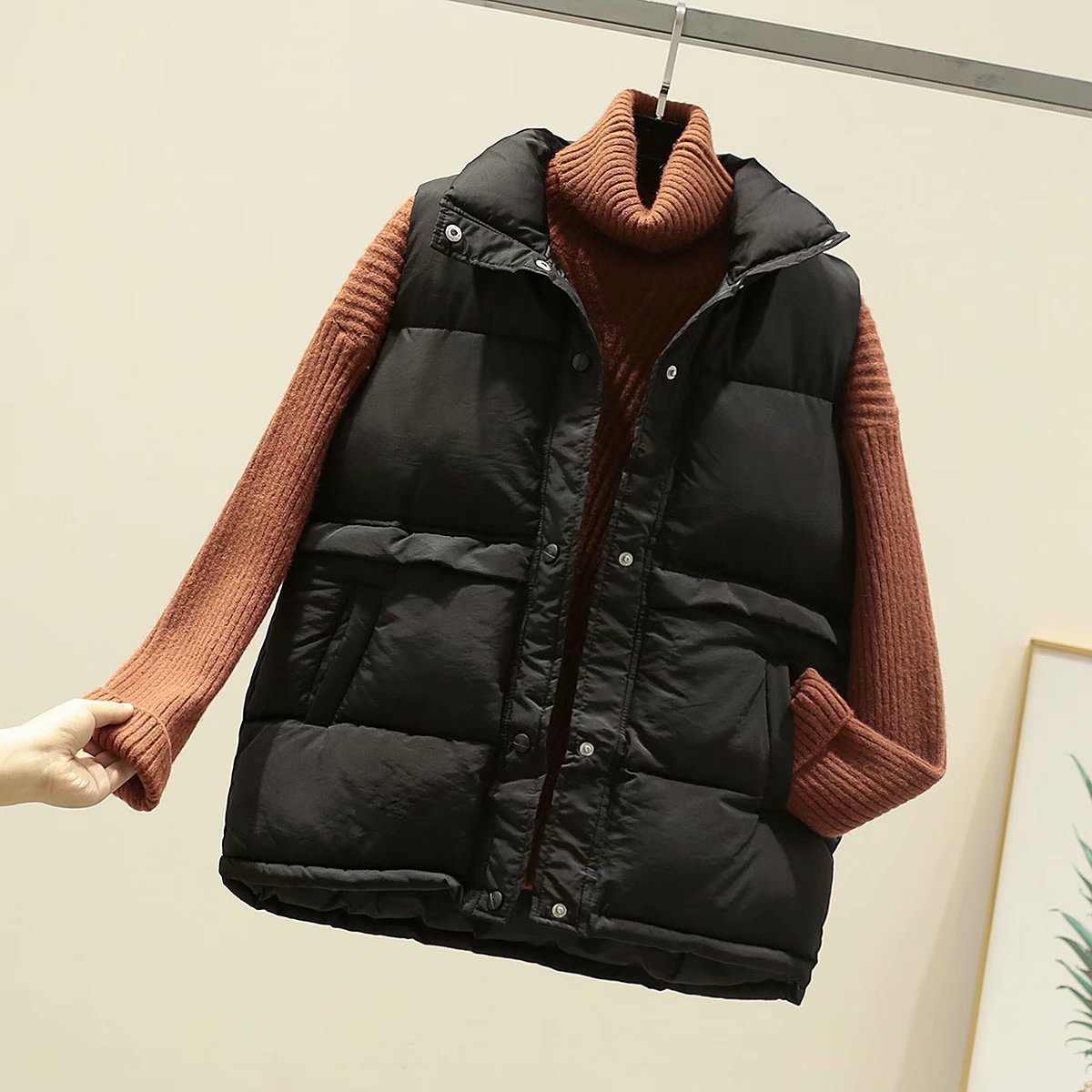 Women Winter Down Vests Casual Pure 3 Colors Pocket Puffer Vests Cotton Pedded Coats 2020FW Outerwear Womens Clothing Wholesale