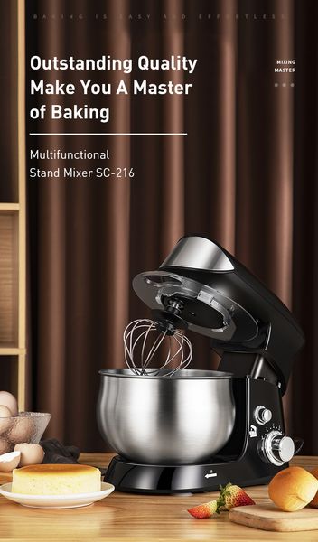 FreeShipping 3.5L Stand Mixer Stainless Steel Kneading Machine Electric Food Mixer with Blender Dough Hook And Wire Whip 600W 6 Speed