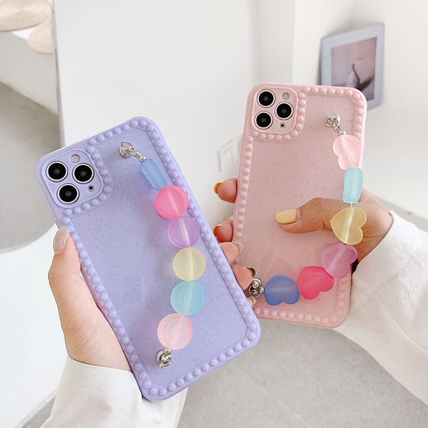 Fresh Korea cases Cute Candy Color Love heart Bracelet Phone cases for iphone 14 13 12 mini X XR XS 11pro MAX 7 8 plus back soft cover funda