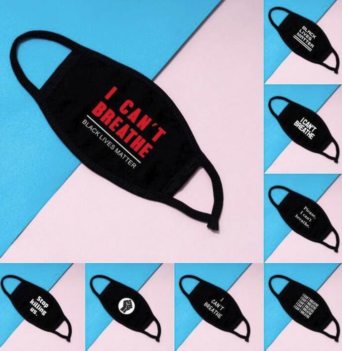 US Stock! I Cant Breathe Face Masks Washable Cotton Masks Designer Fashion Black Lives Matter Masks Fashion Designer Mask for Adults fy9131
