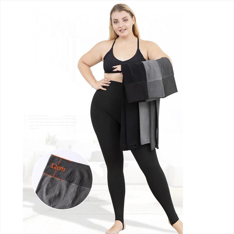 6XL Autumn Winter Women Large Stirrup Leggings Casual High Waist Cotton Warm Skinny Pant Plus size Stretch Seamless Legging