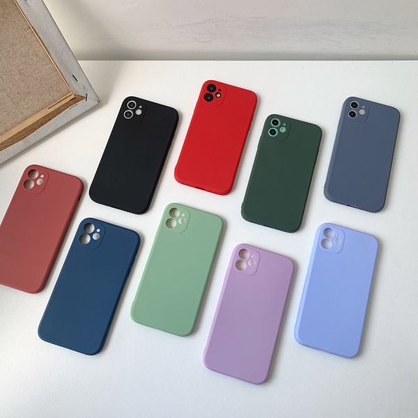 Candy Colors Phone Cases For iPhone 12 11 Pro Max XS XR 7 8 Plus Skin Feeling Soft TPU Back Cover