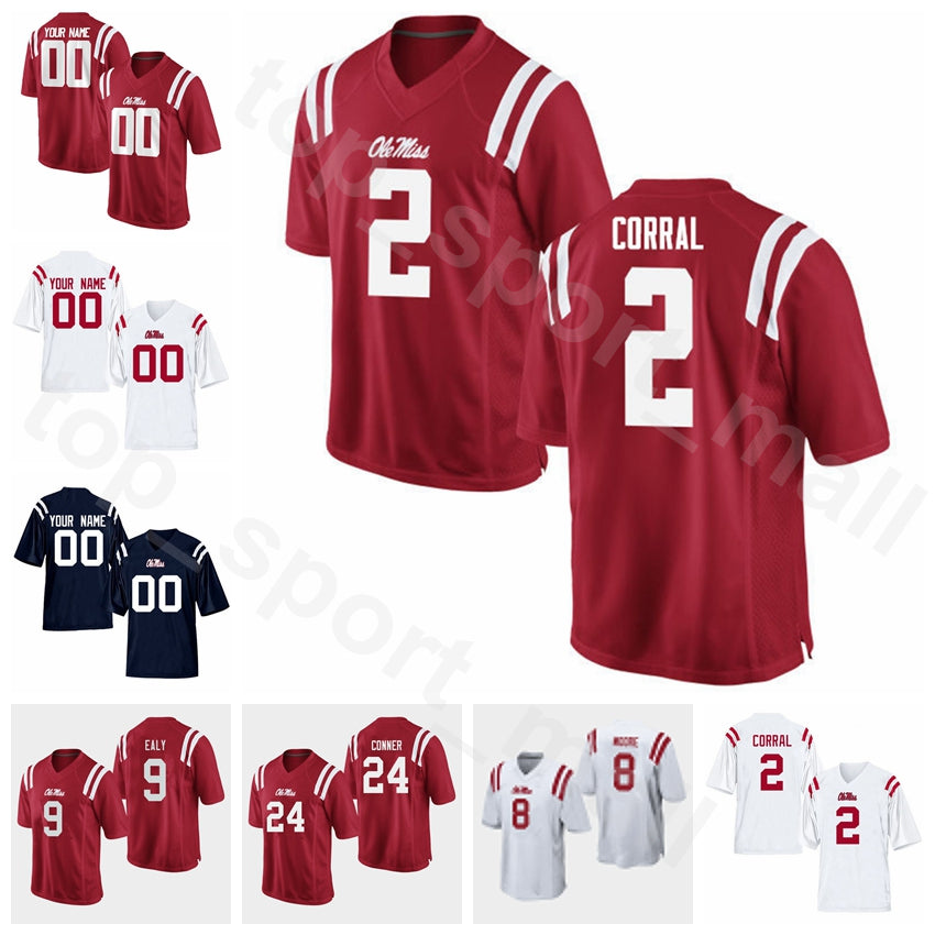 Men Youth Women Ole Miss Rebels College Football 2 Matt Corral Jersey 9 Jerrion Ealy 24 Snoop Conner 8 Elijah Moore Kenny Yeboah
