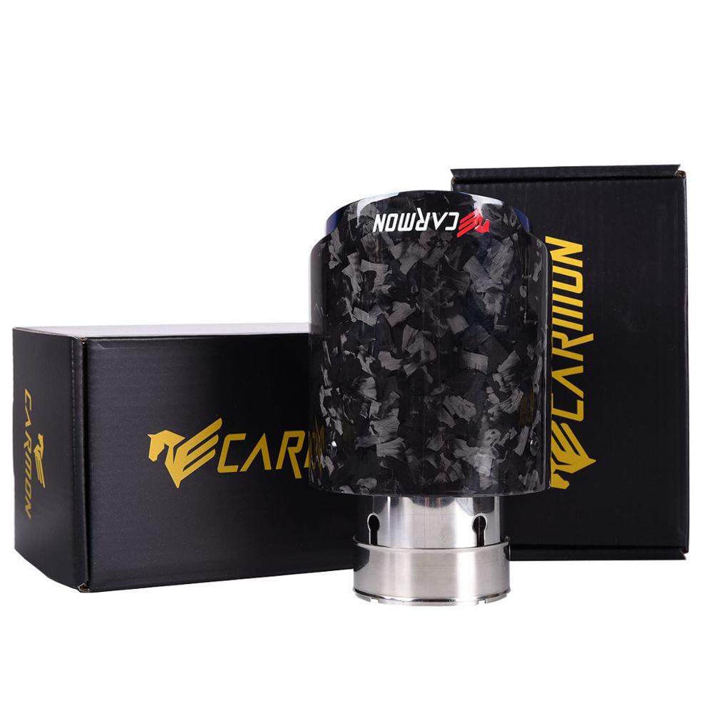 Car Universal brunt blue stainless steel exhaust muffler Glossy Forged Carbon Fiber Exhaust Tip End Pipe