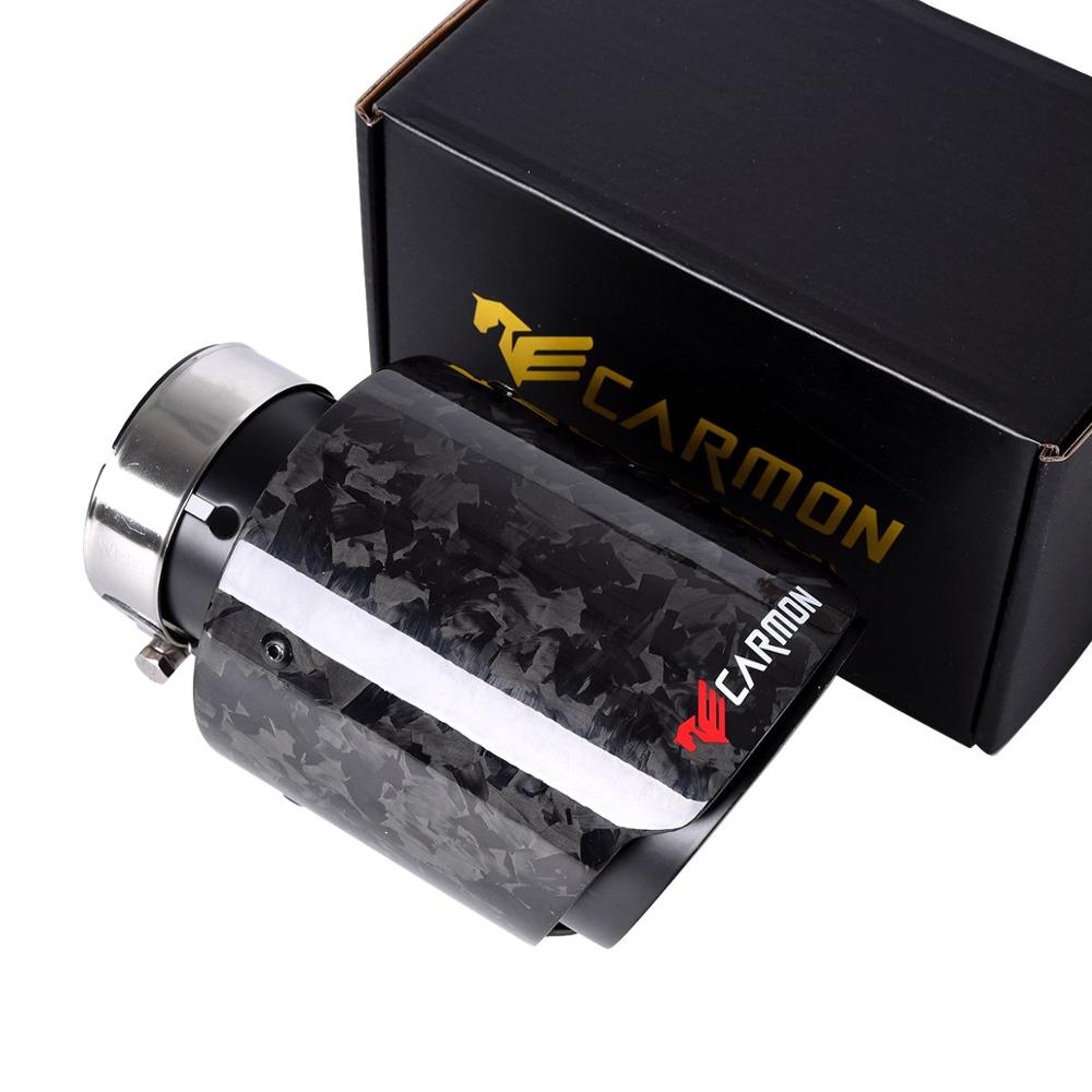 Carmon Car Universal muffler black stainless steel Glossy Forged Carbon Fiber Exhaust Tip Exhaust End Pipe Tail