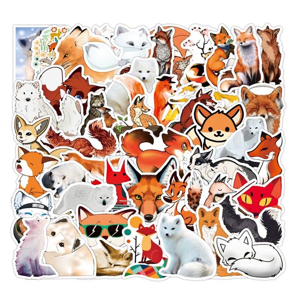 50 Pcs-Lot Wholesale Hotsale Cartoon Cute Fox Stickers For Kids Toys Waterproof Sticker For Notebook Skateboard Laptop Luggage Car Decals