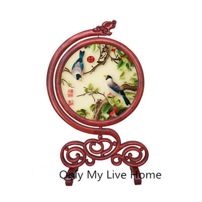 Free DHL Chinese Dragon Decoration Office Home Decor Ornaments Handwork Silk Embroidery Patterns with Bubinga Wood Frame Wedding Gift