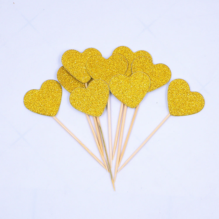 Glitter Heart Cupcake Toppers Party Supplies Picks for Cake Decoration Food Wedding Party Baby Shower Supplies 122157