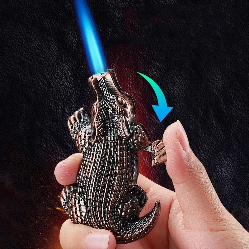 Creative Crocodile Metal Gas Lighters Windproof Jet Torch Turbo Lighter Butane Flame Inflated 1300 C Smoking Accessories Gadgets for Men