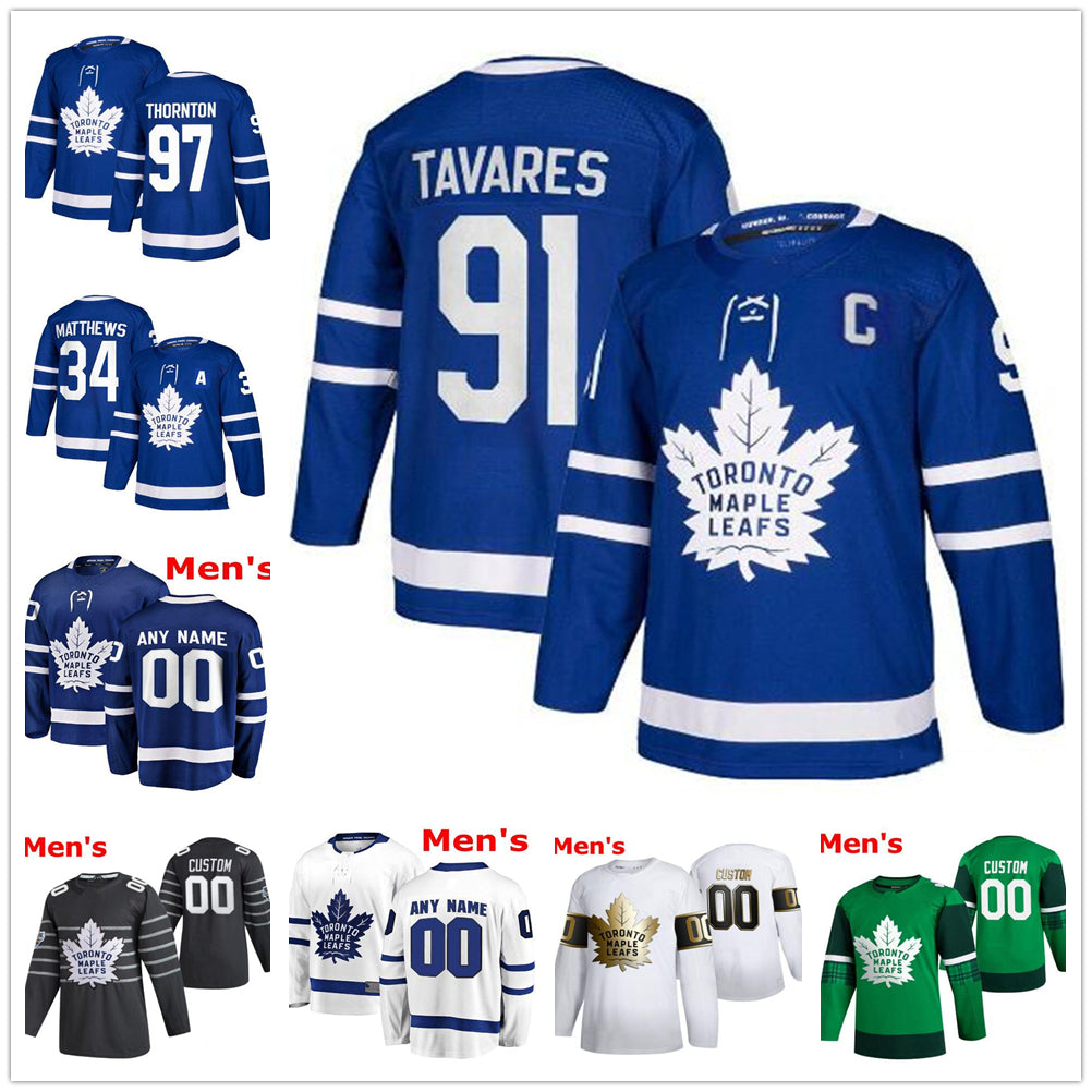 Custom Toronto Maple Leafs Hockey Stitched jerseys 97 Joe Thornton 34 Auston Matthews 91 John Tavares 11 Zach Hyman 65 Ilya Mikheyev