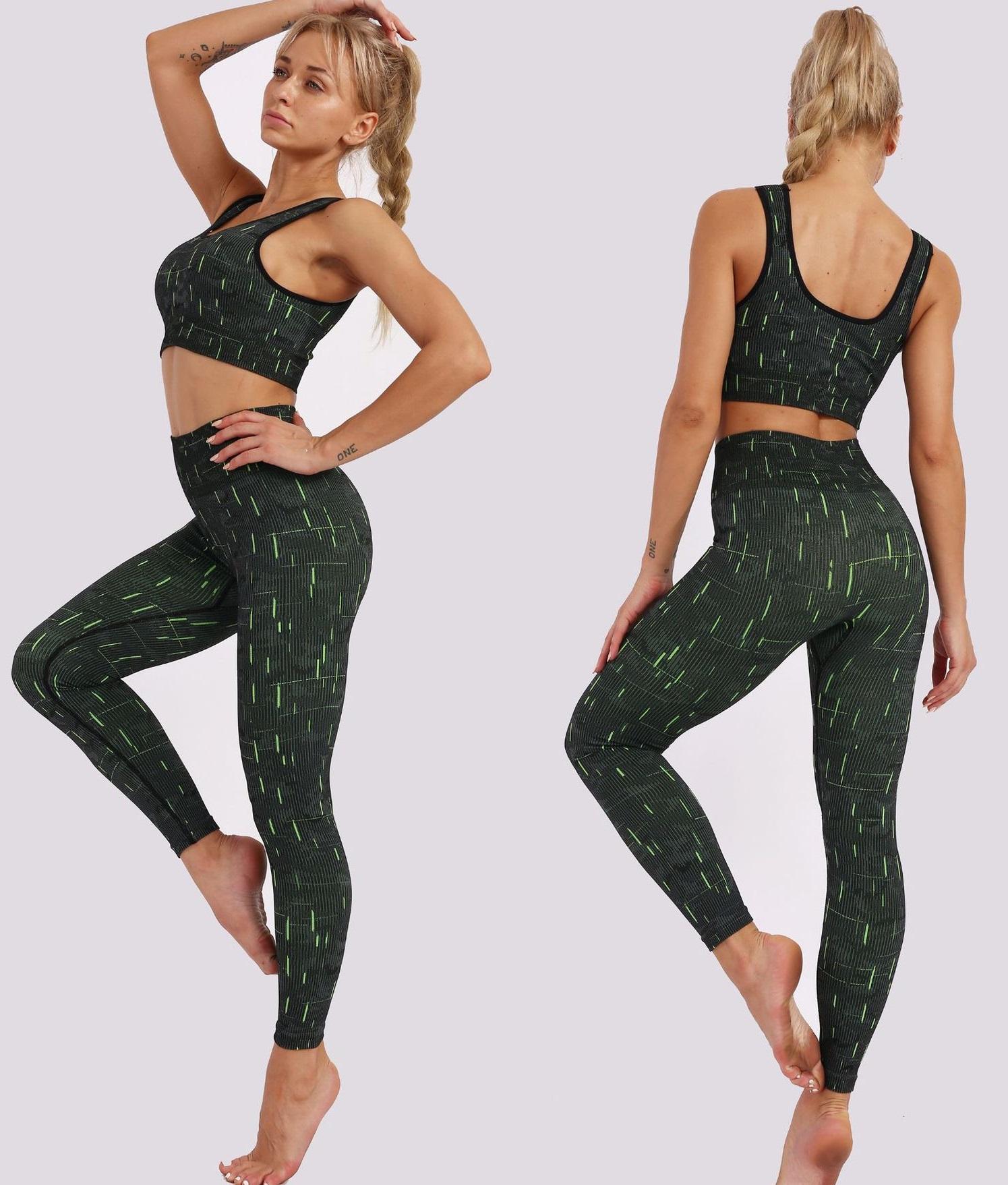 Seamless Designer Womens Yoga Outfits 2 Piece Set Workout Athletic fluorescence Print Shorts Leggings and Sports Bra Set Gym Clothes Fitness