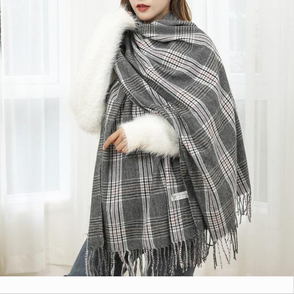 Luxury-Designer spring winter women scarf plaid warm cashmere scarves neck sha