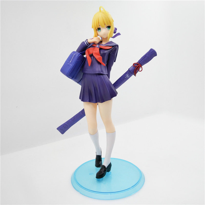 NEW Hot 20cm Fate Stay Night Saber Saber School Uniform Style Action Figure Toys Collection Christmas Toy Doll