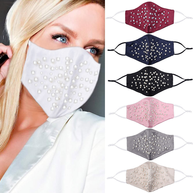 Rhinestone pearl Mouth Cover fashion face masks creativity adult mask adjustable reusable Anti-Pollution Facemasks for women