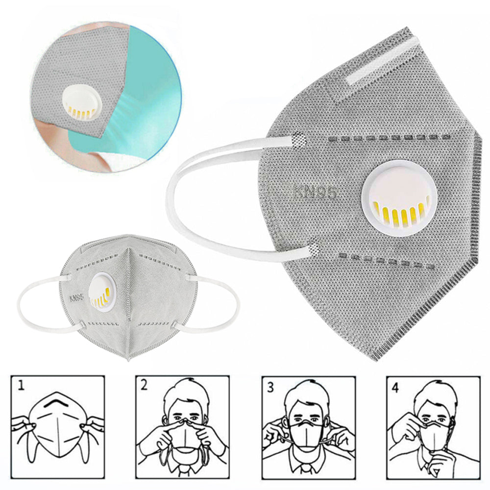 Free Shipping KN95 Mask With Breathing Valve Masks Respirator Defense Spray Air Mask With Filter Protective Face Masks Anti Dust Pollution