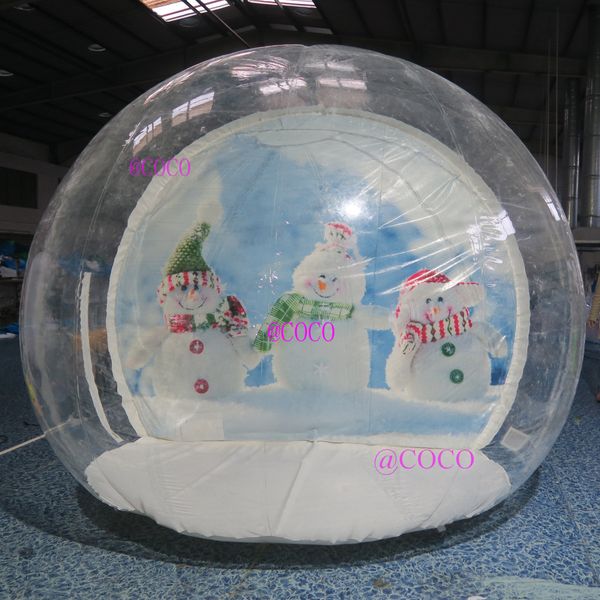 outdoor activities 2.5m diameter inflatable snow globe for Christmas party clear blow up snow dome tent