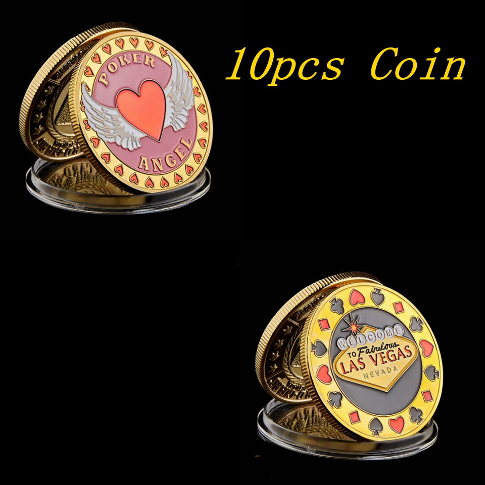 10pcs Welcome To Nevada Las Vegas Poker Chip Craft Angel Casino Challenge Gold Coin Lucky Souvenir Personalized Token Collection