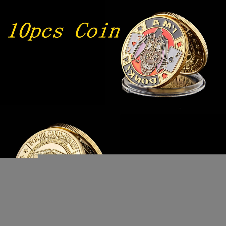 10pcs-lot Poker Chip Crafts Entertaining &quot;I&#039;m A Donk&quot; Casino Guard Gold Plated Token Collectible Coins