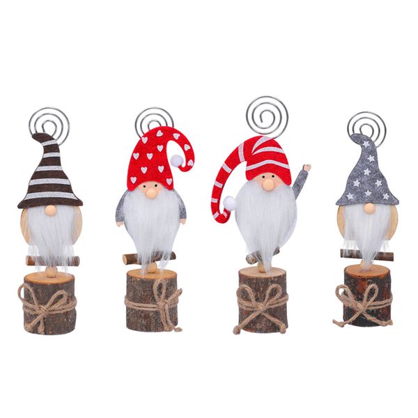 Gnome Christmas Decor Photo Clip Stand Wooden Table Number Name Place Card Holders For Wedding Party Sign JK XB