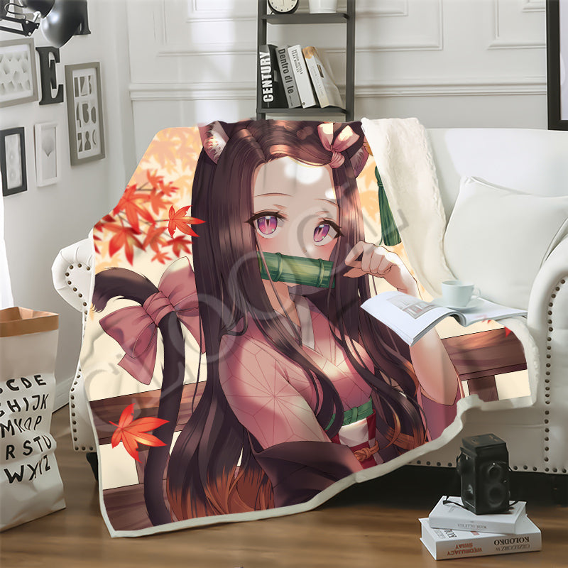 CLOOCL Factory Wholesale Demon Slayer Kimetsu No Yaiba Blanket 3D Print Double Layer Casual Sofa Youth Bedding Throw Fashion Blankets