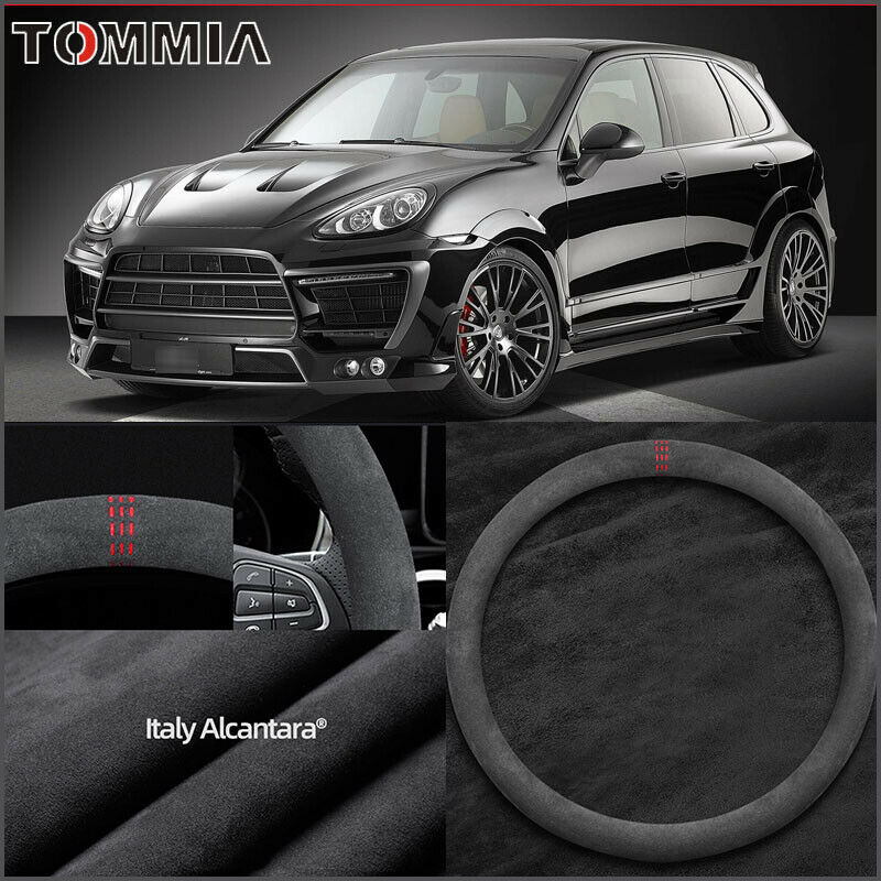 38cm Non-slip Black Alcantara Suede Car Steering Wheel Cover For Porsche Cayenne