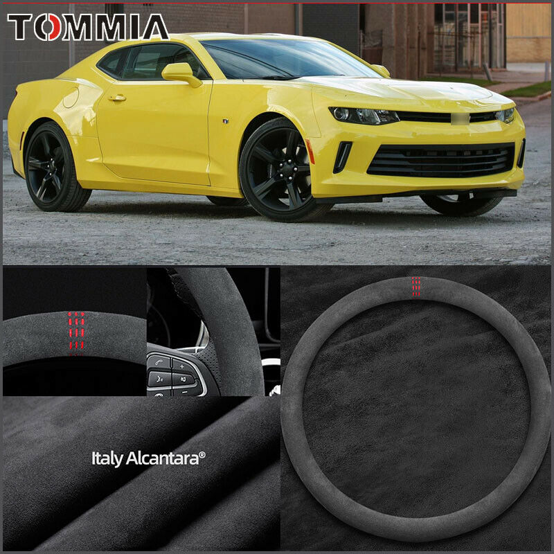 15&quot; Non-slip Black Alcantara Suede Car Steering Wheel Cover For Chevrolet Camaro
