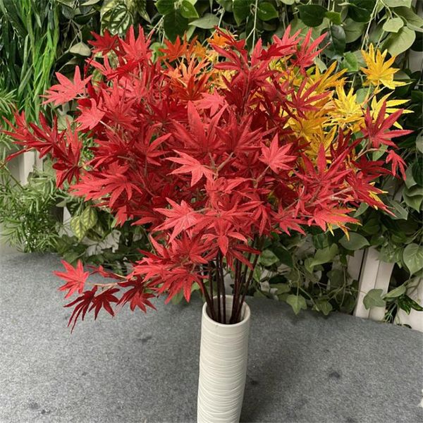 Fake Long Stem Maple Leaf (4 Stems-Piece) 33.47&quot; Length Simulation Autumn Maples for Home Wedding Decorative Artificial Plants